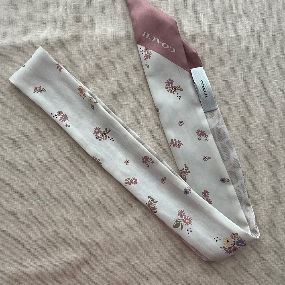 Coach Floral Print Silk Skinny Scarf